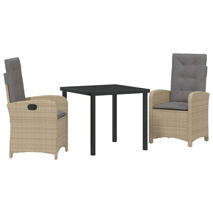 Trädgårdsmöbelset med kudde 3 pcs Beige konstrotting