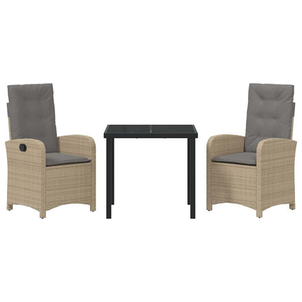 Trädgårdsmöbelset med kudde 3 pcs Beige konstrotting