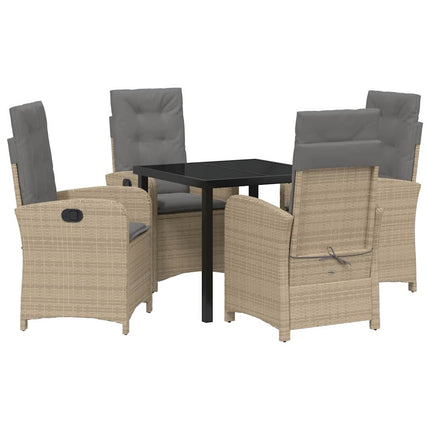 Trädgårdsmöbelset med kudde 5 pcs Beige konstrotting