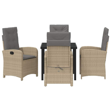 Trädgårdsmöbelset med kudde 5 pcs Beige konstrotting