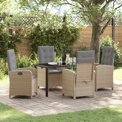 Trädgårdsmöbelset med kudde 5 pcs Beige konstrotting