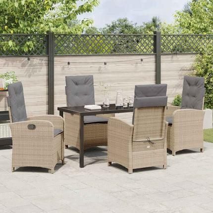 Trädgårdsmöbelset med kudde 5 pcs Beige konstrotting