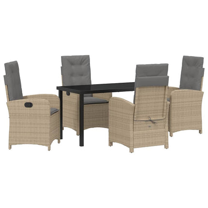Trädgårdsmöbelset med kudde 5 pcs Beige konstrotting