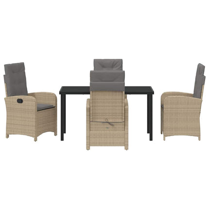 Trädgårdsmöbelset med kudde 5 pcs Beige konstrotting