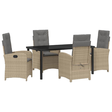 Trädgårdsmöbelset med kudde 5 pcs Beige konstrotting