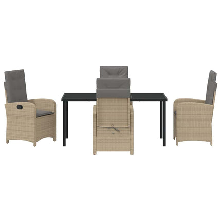 Trädgårdsmöbelset med kudde 5 pcs Beige konstrotting