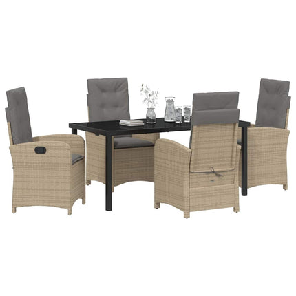 Trädgårdsmöbelset med kudde 5 pcs Beige konstrotting