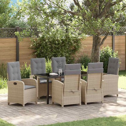 Trädgårdsmöbelset med kudde 7 pcs Beige konstrotting