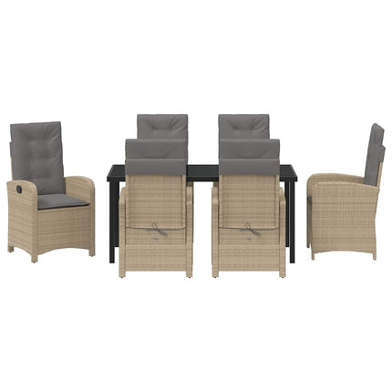 Trädgårdsmöbelset med kudde 7 pcs Beige konstrotting
