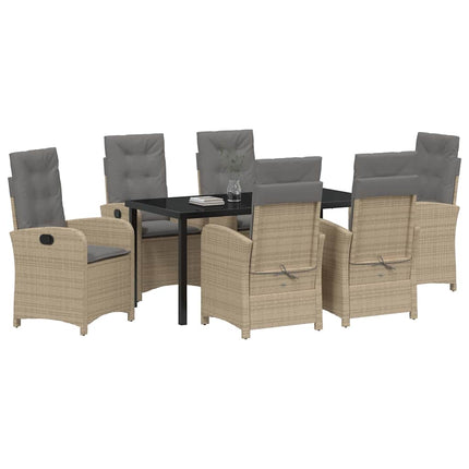 Trädgårdsmöbelset med kudde 7 pcs Beige konstrotting