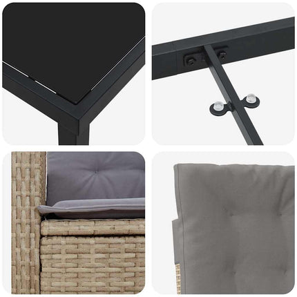 Trädgårdsmöbelset med kudde 9 pcs Beige konstrotting
