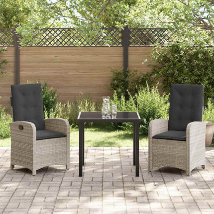 Trädgårdsmöbelset med kudde 3 pcs Ljusgrå konstrotting