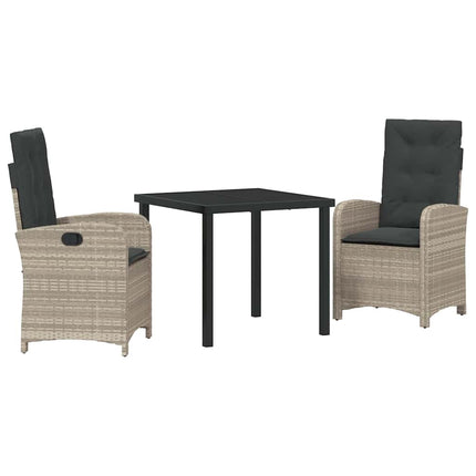 Trädgårdsmöbelset med kudde 3 pcs Ljusgrå konstrotting