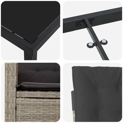 Trädgårdsmöbelset med kudde 5 pcs Ljusgrå konstrotting