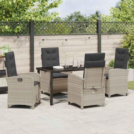 Trädgårdsmöbelset med kudde 5 pcs Ljusgrå konstrotting