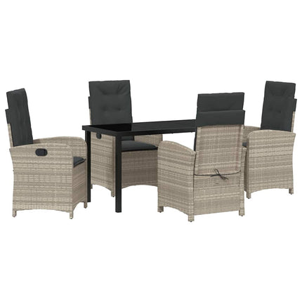 Trädgårdsmöbelset med kudde 5 pcs Ljusgrå konstrotting