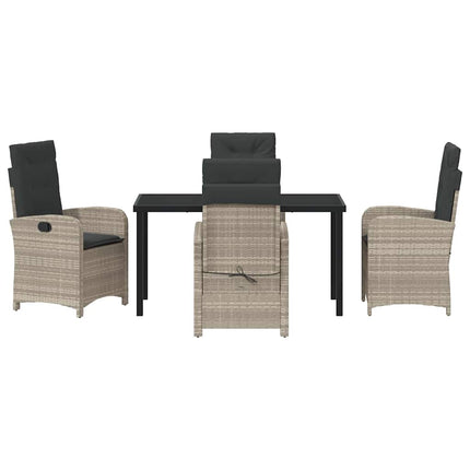 Trädgårdsmöbelset med kudde 5 pcs Ljusgrå konstrotting