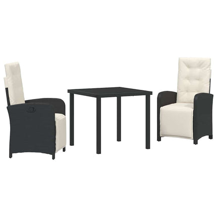 Trädgårdsmöbelset med kudde 3 pcs Svart konstrotting