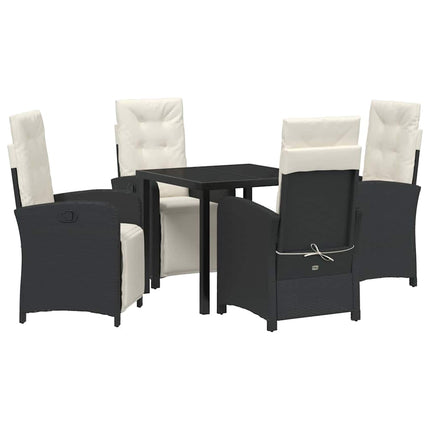 Trädgårdsmöbelset med kudde 5 pcs Svart konstrotting