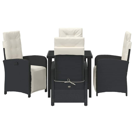 Trädgårdsmöbelset med kudde 5 pcs Svart konstrotting