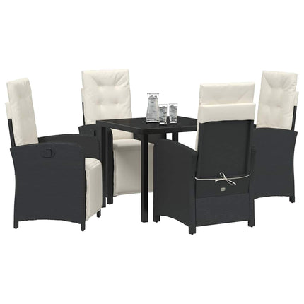 Trädgårdsmöbelset med kudde 5 pcs Svart konstrotting