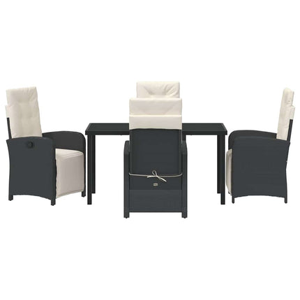 Trädgårdsmöbelset med kudde 5 pcs Svart konstrotting