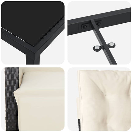 Trädgårdsmöbelset med kudde 5 pcs Svart konstrotting