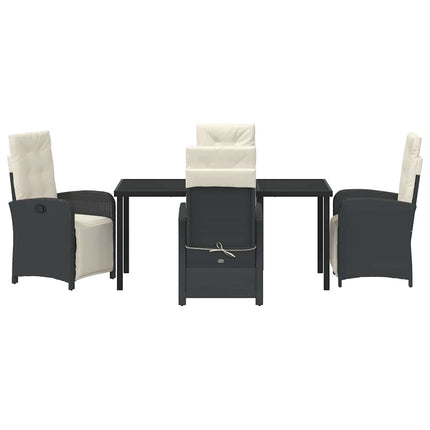 Trädgårdsmöbelset med kudde 5 pcs Svart konstrotting