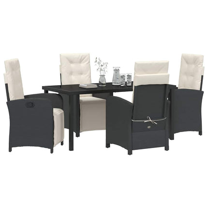 Trädgårdsmöbelset med kudde 5 pcs Svart konstrotting