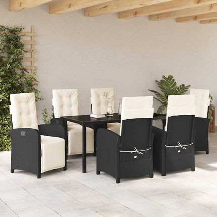 Trädgårdsmöbelset med kudde 7 pcs Svart konstrotting