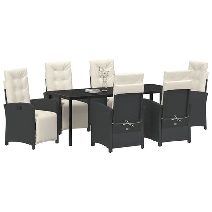 Trädgårdsmöbelset med kudde 7 pcs Svart konstrotting