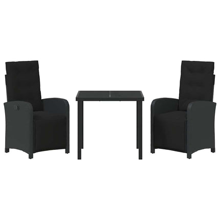 Trädgårdsmöbelset med kudde 3 pcs Svart konstrotting