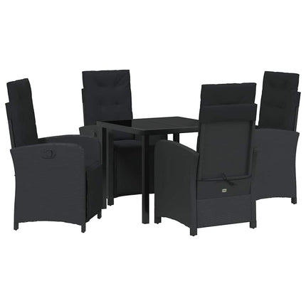 Trädgårdsmöbelset med kudde 5 pcs Svart konstrotting