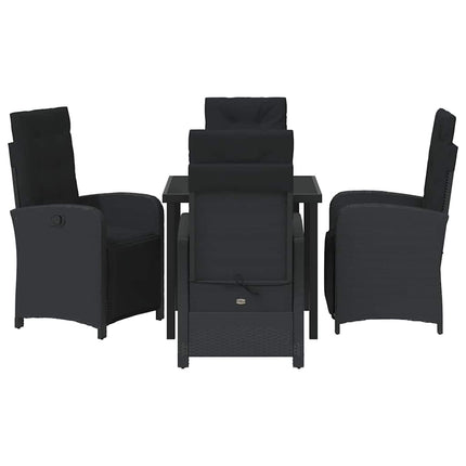 Trädgårdsmöbelset med kudde 5 pcs Svart konstrotting