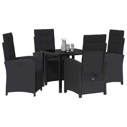 Trädgårdsmöbelset med kudde 5 pcs Svart konstrotting