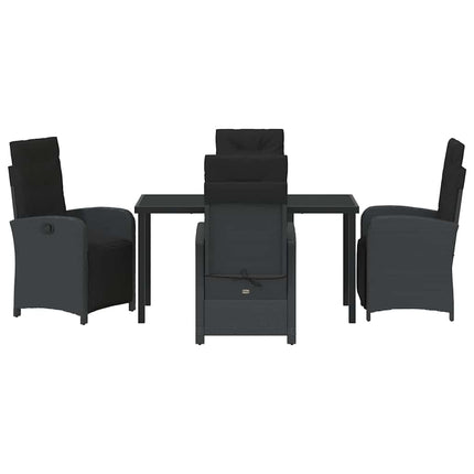 Trädgårdsmöbelset med kudde 5 pcs Svart konstrotting