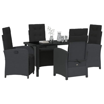 Trädgårdsmöbelset med kudde 5 pcs Svart konstrotting