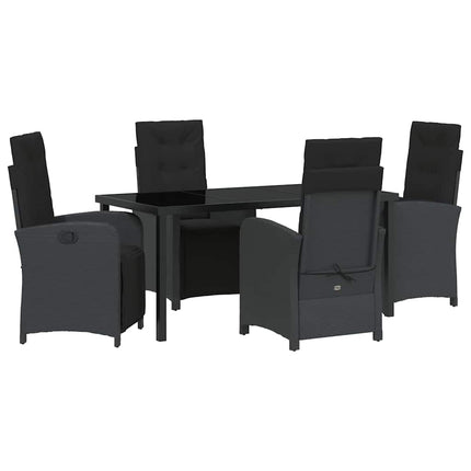 Trädgårdsmöbelset med kudde 5 pcs Svart konstrotting