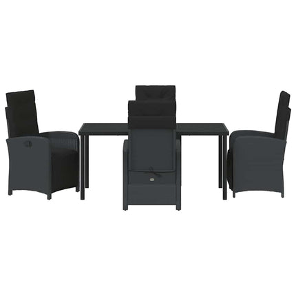Trädgårdsmöbelset med kudde 5 pcs Svart konstrotting