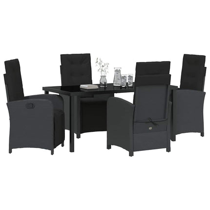 Trädgårdsmöbelset med kudde 5 pcs Svart konstrotting