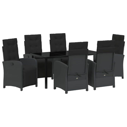 Trädgårdsmöbelset med kudde 7 pcs Svart konstrotting