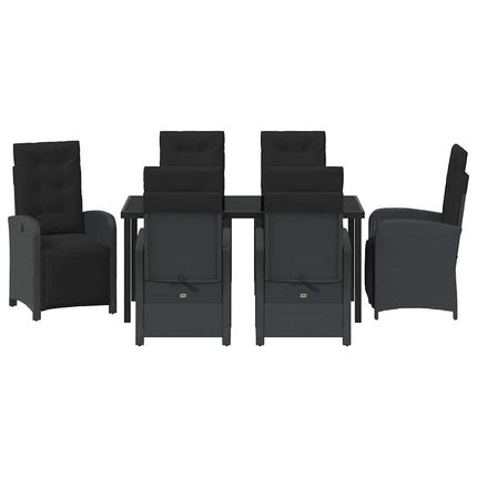 Trädgårdsmöbelset med kudde 7 pcs Svart konstrotting
