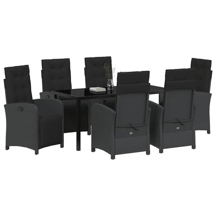 Trädgårdsmöbelset med kudde 7 pcs Svart konstrotting