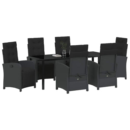 Trädgårdsmöbelset med kudde 7 pcs Svart konstrotting