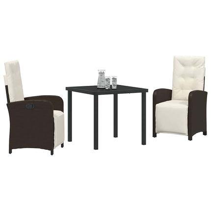 Trädgårdsmöbelset med kudde 3 pcs Brun konstrotting
