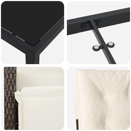 Trädgårdsmöbelset med kudde 5 pcs Brun konstrotting