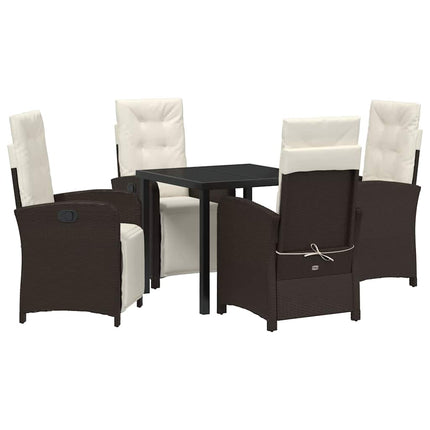 Trädgårdsmöbelset med kudde 5 pcs Brun konstrotting