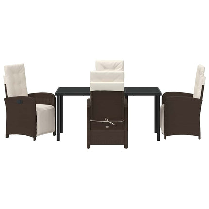 Trädgårdsmöbelset med kudde 5 pcs Brun konstrotting