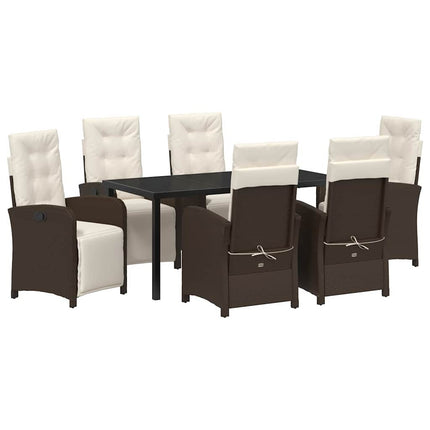 Trädgårdsmöbelset med kudde 7 pcs Brun konstrotting