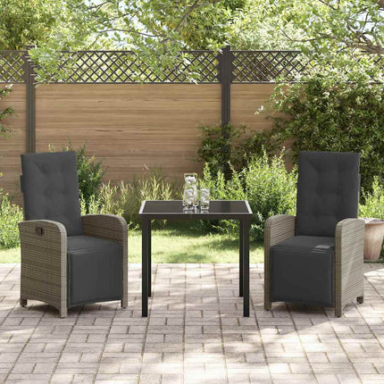 Trädgårdsmöbelset med kudde 3 pcs Grå konstrotting
